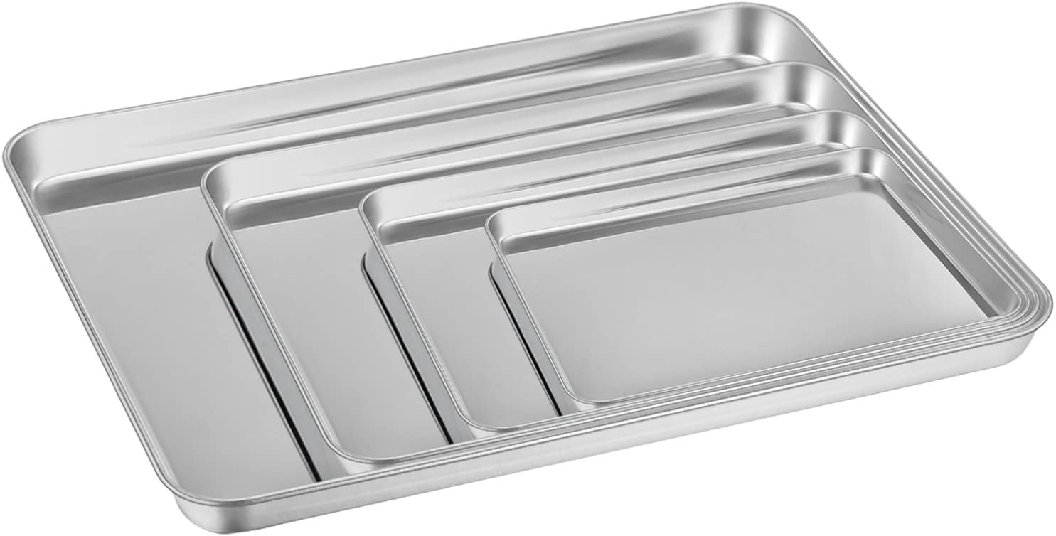 Baking Tray Set of 1, Stainless Steel Oven Tray– Large Cookie Sheet Pan for  Baking Cooking Serving - 26 x 20 x 2.5 cm, Healthy & Non Toxic, Easy Clean  & Dishwasher Safe 