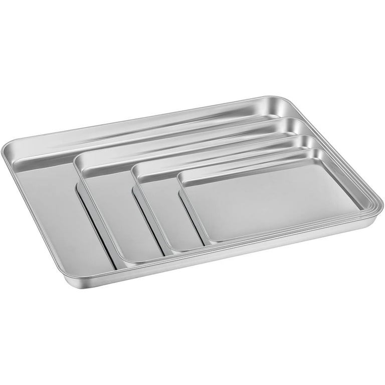 Large Baking Sheet Stainless Steel Cookie Sheet Baking Pan Tray Non Toxic  Silver