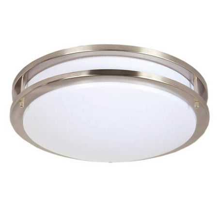 14&quot; Satin Nickel LED Ceiling Mount Light FixtureWarm White, 1650 Lumens, Dimmable, 3000K
