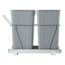 KFFKFF Kitchen Cabinet Pullout Waste Bins, 35 QT x2 Dual Under Sink Trash and Recycling Bins, Under Counter Garbage Storage, Equipped with Sturdy Metal Full Extension Slide Mechanism and Handle
