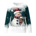 thumbnail image 3 of Women's Christmas Sweatshirts Casual Loose Xmas Snowman Printed Shirts Round Neck Long Sleeve Blouse Merry Christmas Capless Sweatshirt Pullover Top, 3 of 5