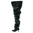 thumbnail image 3 of FSJ Women Comfortable Thigh High Boots Wrinkled Over the Knee Pull On Long Boot Pointed Closed Toe Stiletto High Heel Fashion Party Dress Shoes Size 8 Green, 3 of 4