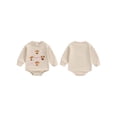 thumbnail image 3 of Aojekbee Baby Fall Sweatshirt Romper Bull HeadBow Print Round Neck Long Sleeve Bubble Jumpsuit, 3 of 10