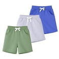 thumbnail image 3 of HILEELANG Toddler Boys' Cotton Shorts 3-Pack with Pockets, Grey/Green/Blue, Size 4 Years, 3 of 7