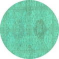 thumbnail image 1 of Ahgly Company Machine Washable Indoor Round Abstract Turquoise Blue Modern Area Rugs, 6' Round, 1 of 4