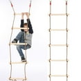 thumbnail image 1 of Escalera de cuerda para niños con peldaños de madera, escalera de cuerda para exteriores e interiores, columpio, juguetes deportivos para niños, regalo, 1 of 5