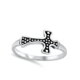 thumbnail image 4 of Wholesale Oxidized Bead Cross Ring .925 Sterling Silver Band Jewelry Female Male Unisex Size 6, 4 of 4