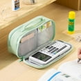 thumbnail image 4 of YSTHDL Large Capacity Pencil Case Pen Pouch Organizer Canvas Pencil Bag with Handle-Green, 4 of 6