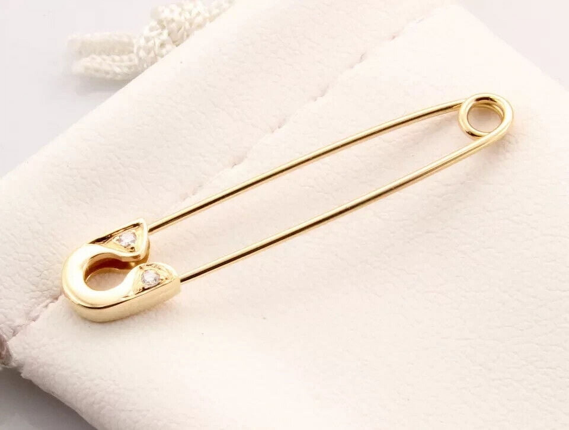 1.00Ct Round Cut Simulated Diamond Safety Shape Women's Brooch Pin 14K Yellow Gold Plated 925 Sterling Silver