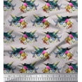 thumbnail image 1 of Soimoi Gray Moss Georgette Fabric Leaves,Floral & American Robin Bird Print Fabric by Yard 42 Inch Wide, 1 of 3