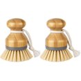 thumbnail image 1 of Set of 2Bamboo Palm Brush, Scrubbing Brush for Cleaning Dishes Flat Pans Kitchen Sinks, 1 of 4