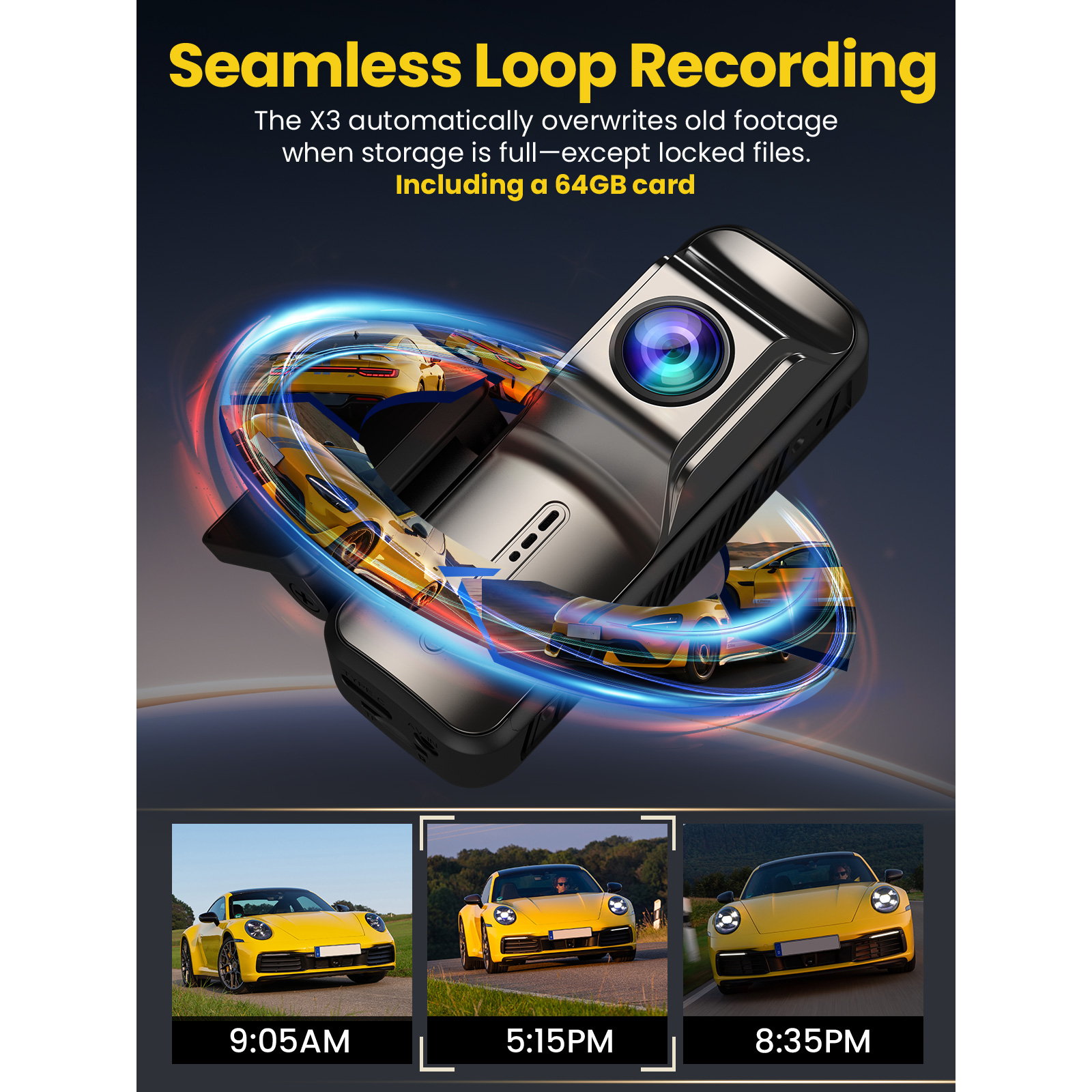 KHOCOEE X3 4K Front 1080P Rear Dual Dash Cam photo 5