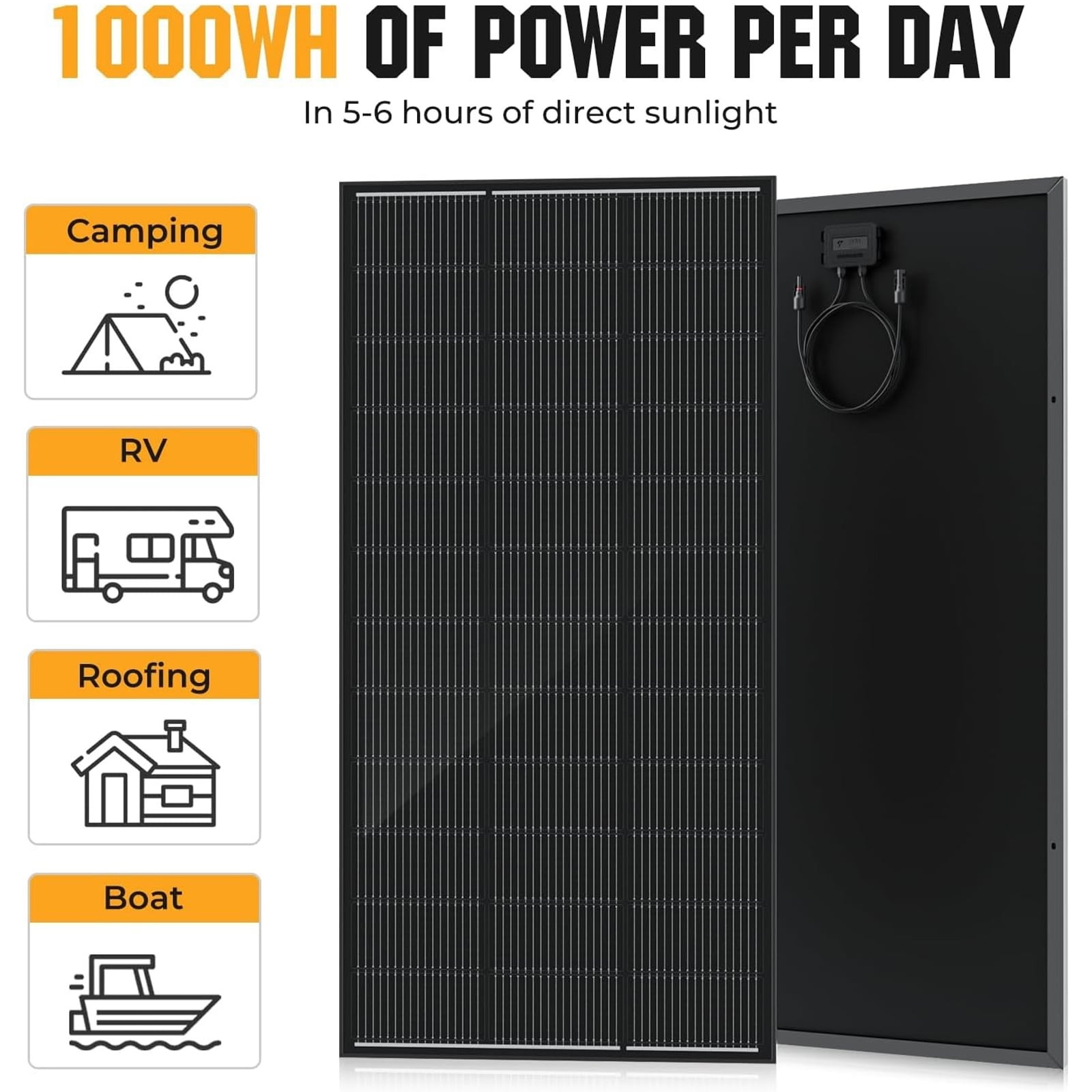 RVPOZWER 18BB N-Type 200 Watt Solar Panel 12V, 25% High-Efficiency, Solar Panel for Power Station, RV, Cabin, Off-Grid Applications