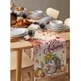 thumbnail image 6 of ERUNPONLY Fall Hedgehog Table Runner - 72 Inch Long Thanksgiving Pumpkin Sunflower Leaves Pink Cotton and Linen Blended Dress Scarves Farmhouse Table Runner for Kitchen Dining, Coffee Table, 14"x72", 6 of 8