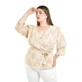 thumbnail image 4 of Blusa cruzado con cinto Roman Fashion /Tallas Extras, 1684 (Hueso-beige) beige 42, 4 of 5
