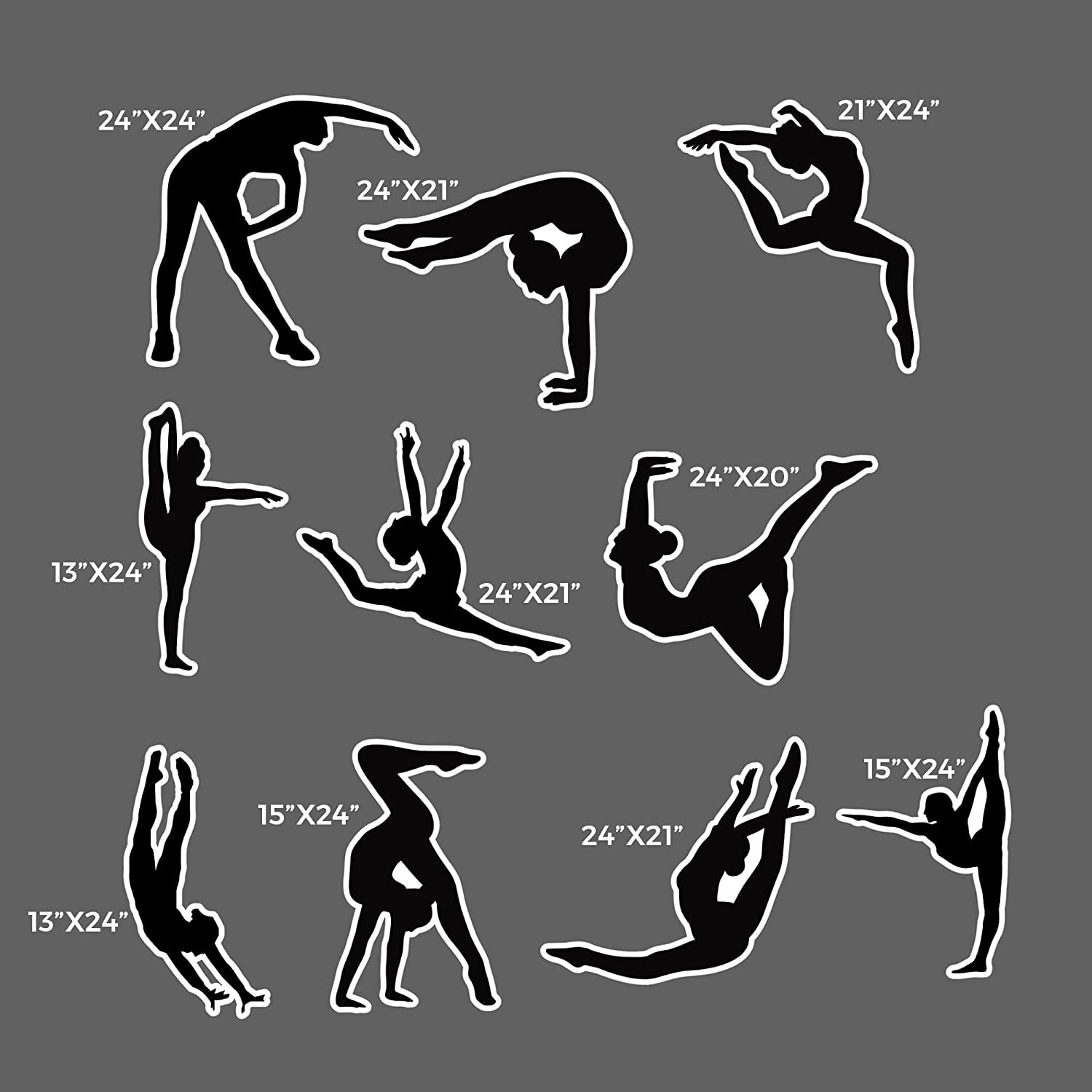 VictoryStore Gymnastics Black Silhouette Yard Signs, Set of 10