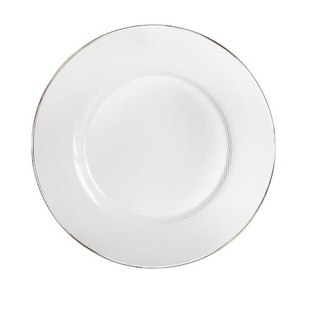 UPC 088235000408 product image for American Atelier  Round  White Glass Decorative Charger Plate with Platinum Gold | upcitemdb.com