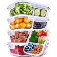 thumbnail image 1 of Recipientes de vidrio para preparación de comidas PrepNaturals de 1,1 L (paquete de 5), 1 of 7