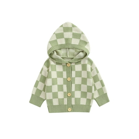 

GuliriFei Toddler Baby Girl Plaid Sweater Hoodie Knitted Cardigan Long Sleeve Button Tops Casual Jacket Fall Winter Clothes Outfit