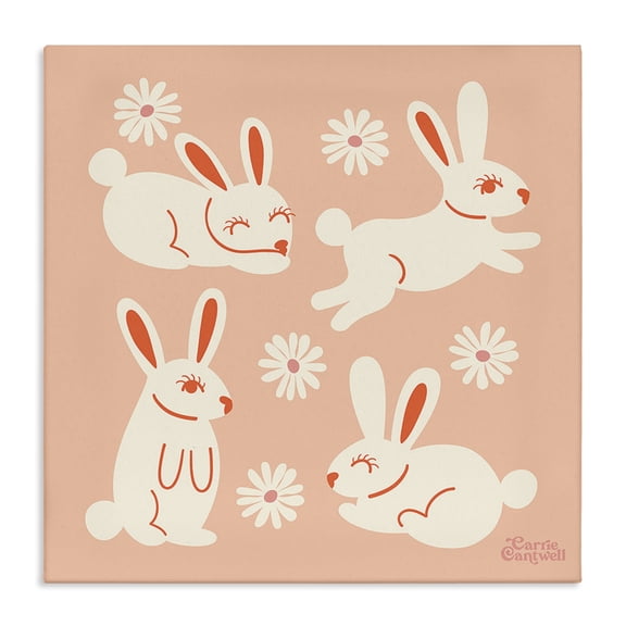 Stupell Industries Bohemian Minimal Rabbits Pattern Canvas Art, 17 x 17, by Carrie Cantwell