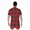 thumbnail image 2 of Red Scottish Tartan Pattern Short Sleeve Men'S Rompers, Tartan Plaid Retro Casual Summer Jumpsuits Outfit, 2 of 4