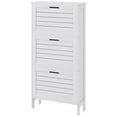 thumbnail image 3 of Beran7 Tall Skinny Shoe Storage Cabinet with 3 Flip Drawers for Entryway, Fluted Farmhouse Shoe Storage, Wooden Shoe Rack with Adjustable Shelf for Hallway, Living Room, White, 3 of 9