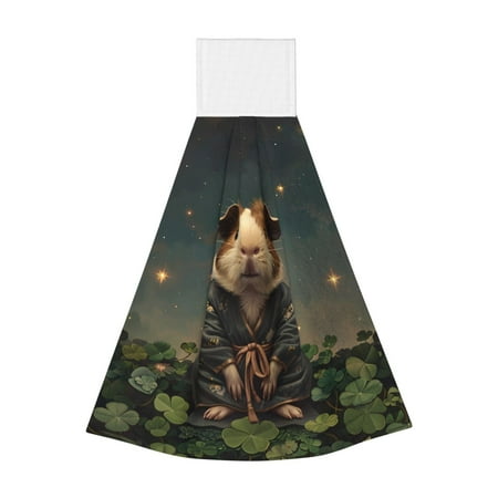 

Disketp Lotus Leaf Starry Sky Guinea Pig Hanging Kitchen Towel Tie Towels Tea Bar Dish Cloths Dry Towel for Laundry Room Decor (18*14in)