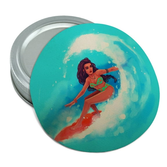 Surfer Girl Surfing On Wave With Surfboard Round Rubber Non-Slip Jar Gripper Lid Opener