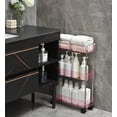 thumbnail image 2 of Simpli Furnished 3 Tier Rolling Cart Plastic Storage with Wheels for Bathroom, Lightweight, 16"w X 5"d X 29.5"h, Pink, 2 of 4