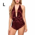 thumbnail image 1 of Mono encantador Cuello en V profundo Encantador Body encantador con borde de encaje liso, L, Rojo vino Inevent XX000130-17, 1 of 7