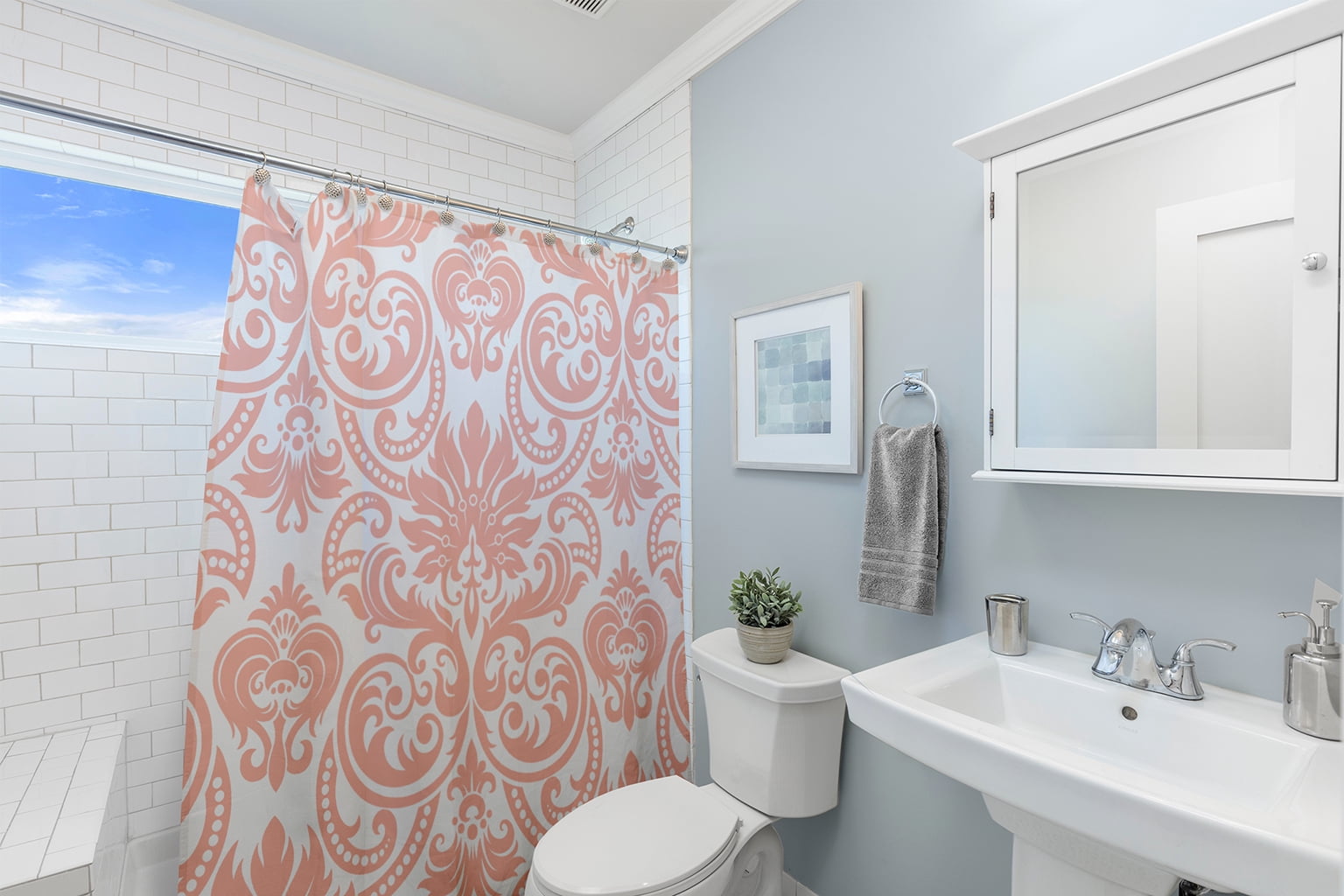 Simply Daisy 70" W x 73" L Alexys Polyester Shower Curtain, Blush [1 Ct]