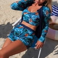 thumbnail image 5 of vigerkar 2 Piece Rash Guard for Women - Long Sleeve Swimsuit with Shorts UPF 50+ Zipper Swim Shirt (Navy, L), 5 of 6