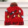 thumbnail image 2 of Gorro navideño luminoso para niños y adultos, cálido jersey de punto para otoño e invierno, gorro de felpa estampado, 2 of 6