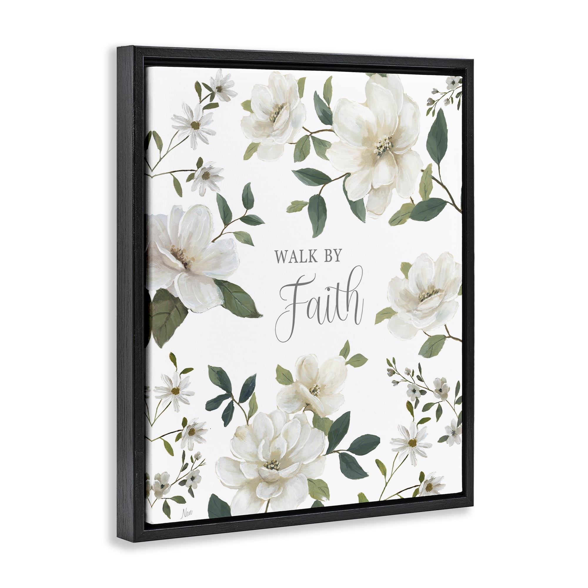 Stupell Industries Floral Walk By Faith Black Framed Floater Canvas Wall Art, design by Nan