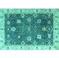 thumbnail image 1 of Ahgly Company Machine Washable Indoor Rectangle Oriental Turquoise Blue Traditional Area Rugs, 4' x 6', 1 of 4
