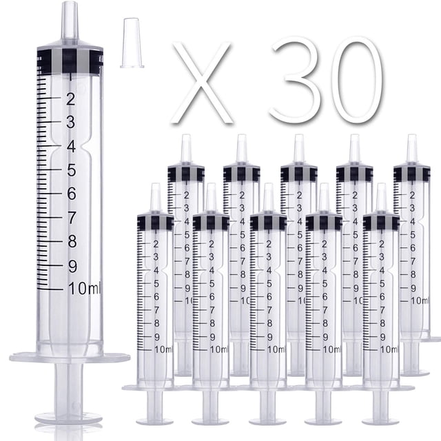Paquete de 10 jeringas de plástico de 1 ml/cc, jeringas medidoras de líquidos, herramientas selladas individualmente con medición para laboratorios científicos, medición de líquidos, alimentación de m