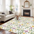 thumbnail image 2 of 5'x7' Area Rugs, Easter Indoor Outdoor Area Rug for Living Room Bedroom, Spring Floral Daisy Flowers Butterflies Watercolor Washable Bathroom Rugs Kitchen Floor Carpet Mats Home Decor Aesthetic, 2 of 8