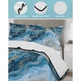 thumbnail image 4 of Blue Gold Marble Twin Size Down Alternative Comforter, Lightweight Comforter Quilt Bedding Set with Pillow Shams Modern Abstract Geometric Gradient All Seasons Bed Comforter Duvet Insert 68"x86", 4 of 7