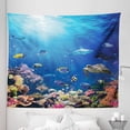 thumbnail image 1 of Underwater Tapestry, Colorful Tropical Fish Deep Ocean Sun Above Exotic Reef Scene, Fabric Wall Hanging Decor for Bedroom Living Room Dorm, 5 Sizes, Cobalt Blue and Multicolor, by Ambesonne, 1 of 1