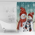 thumbnail image 4 of Teal Snowman Christmas Shower Curtains for Bathroom Waterproof Fabric Bath Curtains Decor Bath Tub Curtain Snowflake Xmas Decorative Shower Curtain Sets with 12 Hooks, 72x72 Inch, 4 of 6