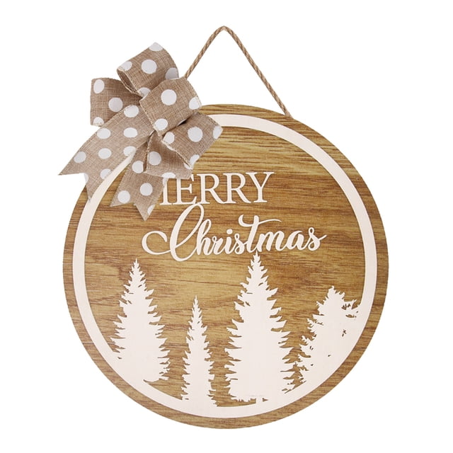 Fall Decor Kitchen 1PCS Christmas Decoration Wooden Christmas Listing Front Door / Wall Decoration Christmas Wooden Welcome Doorplate Simulation Leaf Bow Decoration Welcome Sign