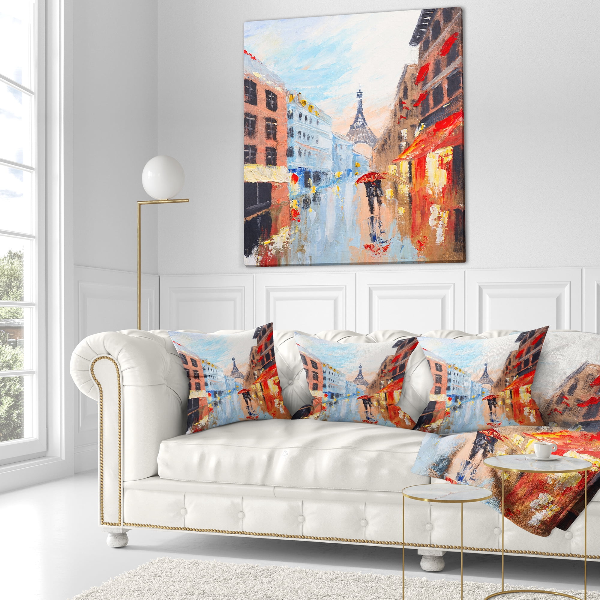 Designart Couple Walking in Paris - Sensual Throw Pillow - 16x16