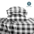 thumbnail image 6 of Bare Home Ultra-Soft Sheet Set - Premium 1800 Collection - Deep Pockets - 4-Pieces - King, Buffalo Plaid - White/Black, 6 of 6