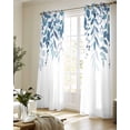 thumbnail image 5 of Blue Leaves Sheer Curtains 84 Inch Length 2 Panels Set for Living Room/Bedroom, Summer Botanical Kitchen Curtains with Grommet Semi-Sheer Curtains Drapes Voile Window Treatments 42"x84"x2, 5 of 7