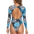 thumbnail image 4 of Gibobby Trajes de Baño Mujer Completos Traje de baño de bikini sin espalda de manga larga con estampado de hojas de triángulo sin espalda de moda para mu(C,XL), 4 of 5