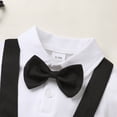 thumbnail image 6 of Younger Tree Toddler Boy Formal Outfit Summer Short Sleeve Button T-Shirts Bowtie Suspender Shorts Suits Clothes Set for 12-18 Months, 6 of 9