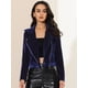 thumbnail image 2 of Women's Velvet Zipper Lapel Collar Moto Biker Jacket Blue M, 2 of 6