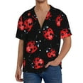 thumbnail image 3 of Wukai Beautiful Red Ladybug Men's Casual Short-Sleeve Button Down Shirt - Lightweight Summer Dress Shirt for Daily Wear-Large, 3 of 7