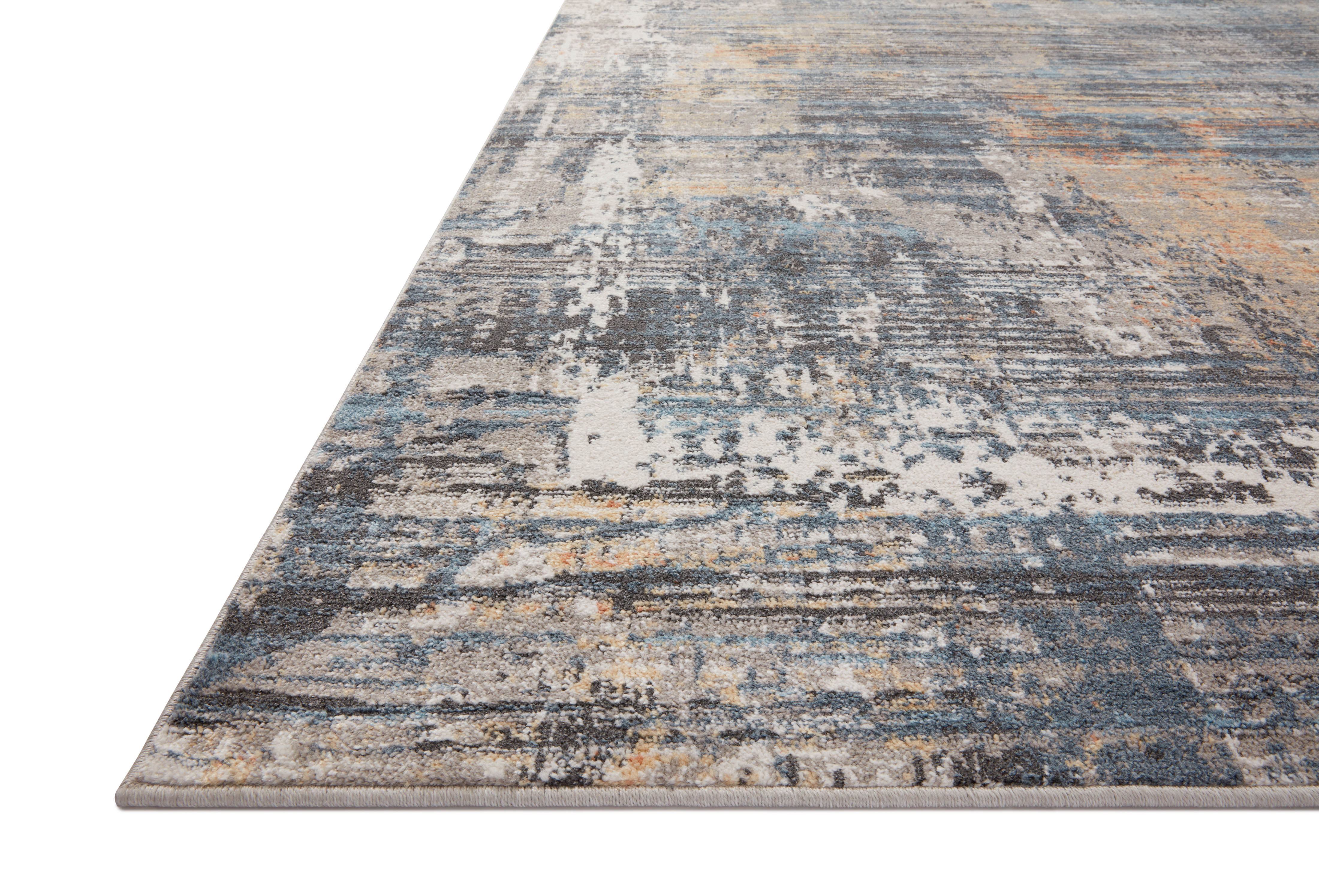 Loloi Maeve Collection MAE-03 Slate / Apricot, Abstract Area Rug 18" x 18" Sample Swatch