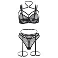 thumbnail image 1 of Gibobby Conjunto Lencería Tanga Y Bralette Conjunto de sujetadores sexy súper push-up para mujer, lencería transparente, brasier de encaje y bragas a juego para mujer(Negro, G), 1 of 4